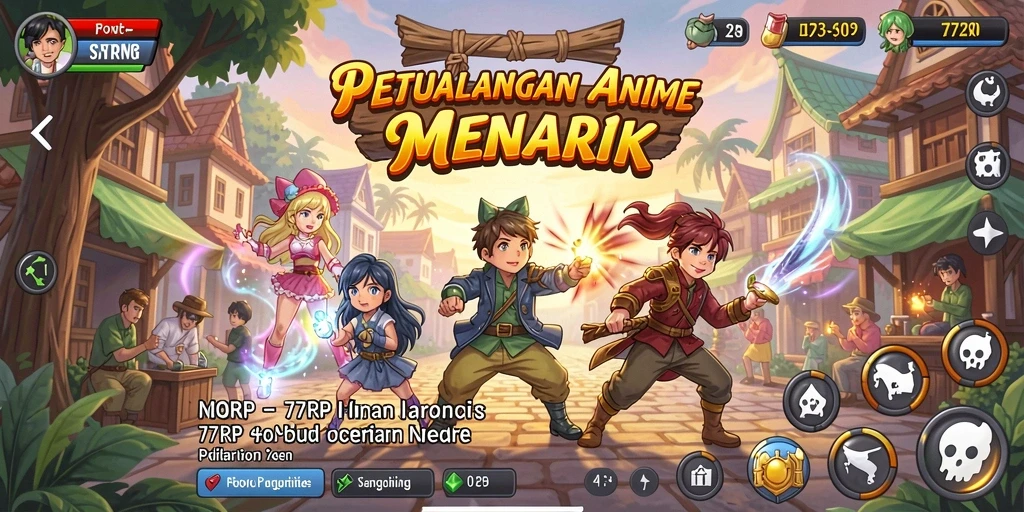 Gameplay 77RP yang penuh warna dan karakter anime yang menarik.