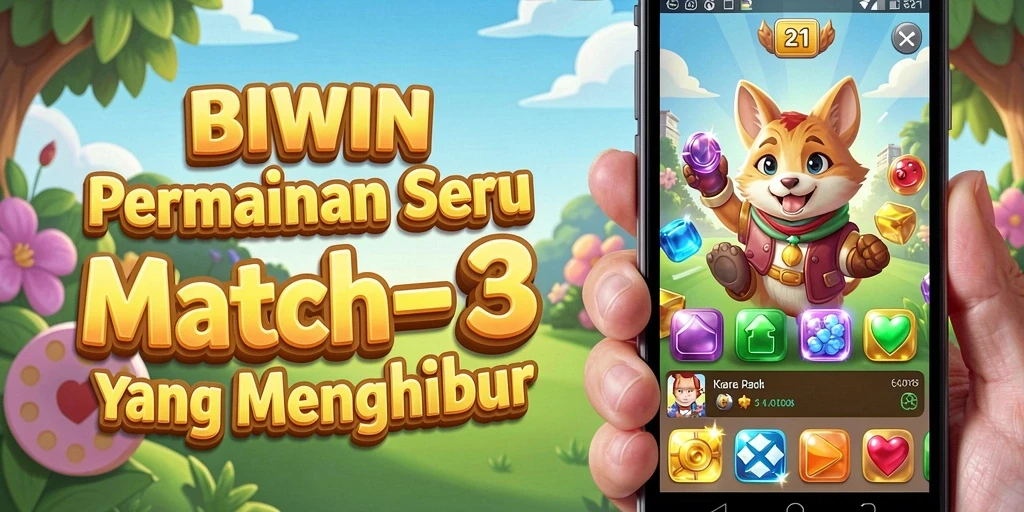 Tampilan gameplay BIWIN yang seru dengan kombinasi warna-warni.