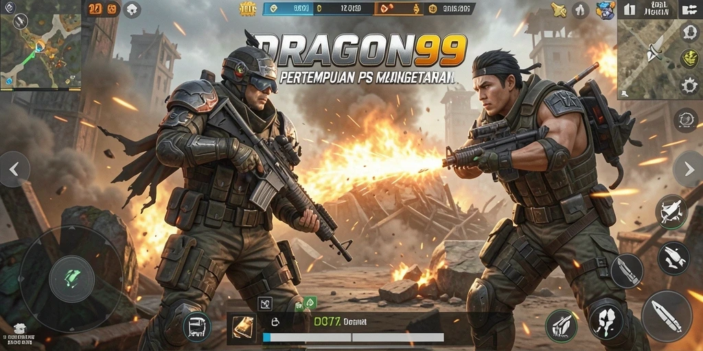 Screenshot gameplay DRAGON99 menunjukkan aksi menegangkan dalam pertempuran FPS.