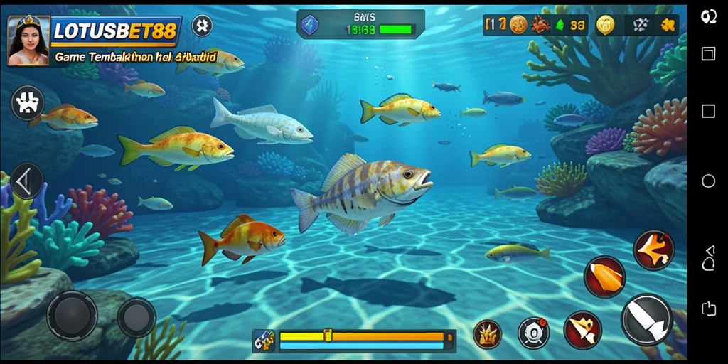 Tangkapan layar gameplay LOTUSBET88 dengan aksi menembak ikan yang seru.