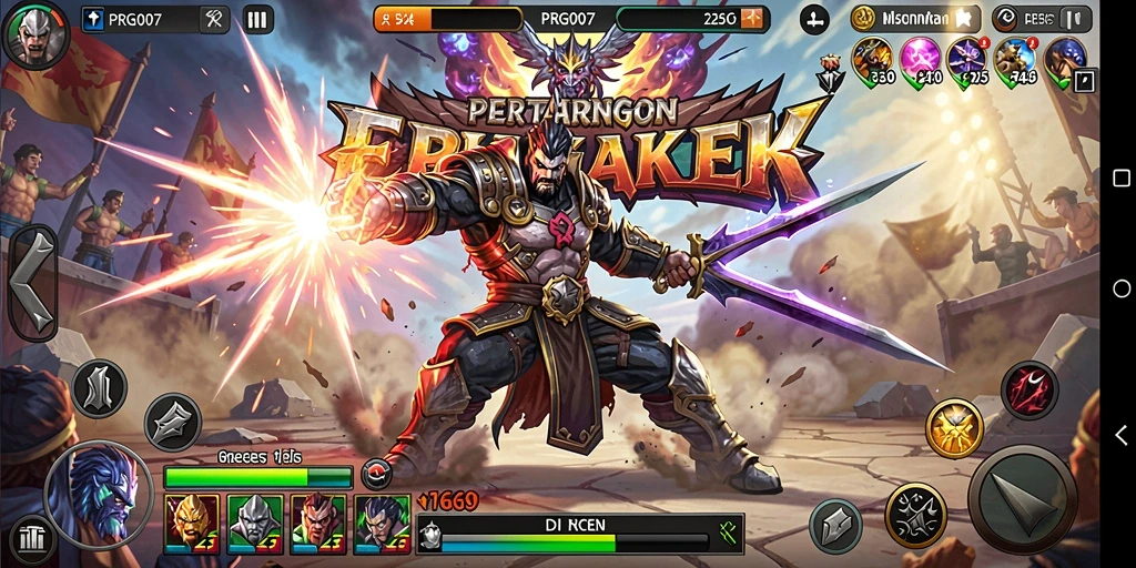 Screenshot gameplay PRG007 yang menampilkan pertempuran intens dan karakter unik.